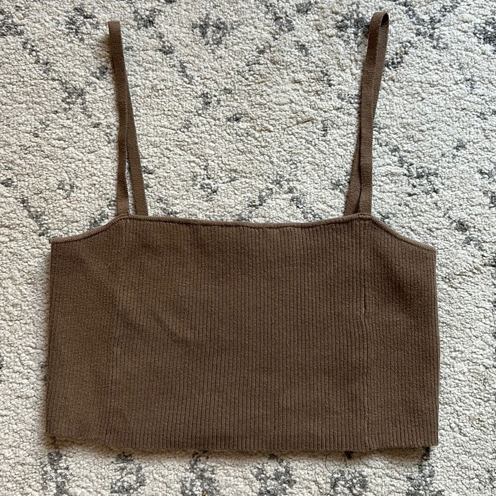 KITH Brown Ribbed Cropped Tank Top